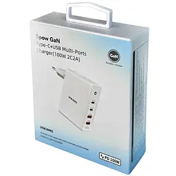 Зарядний пристрій Vokamo 2хType-C, 2хUSB Spow GaN 100W - мініатюра 4