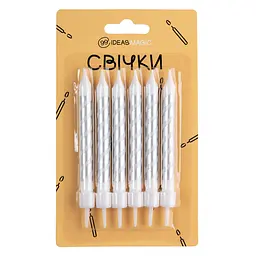 Свічки для торту спіраль сріблясті 6 шт 7,5 см