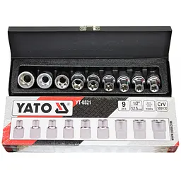 Набір головок торцевих Yato TORX Е10-Е24, квадрат 1/2", 9 шт. (YT-0521) - мініатюра 3