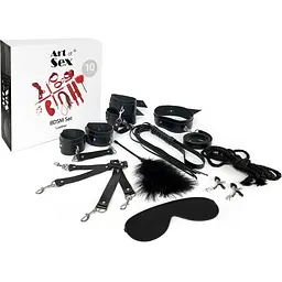 Набір Art of Sex - BDSM Set LeaTher, 10 предметів, натуральна шкіра, Чорний - мініатюра 3