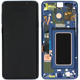 Дисплей Samsung G965 Galaxy S9+ чорний, TFT, із рамкою синього кольору, Coral Blue