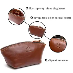 Жіноча косметичка із натуральної шкіри Grande Pelle 11510 коричневий - мініатюра 4