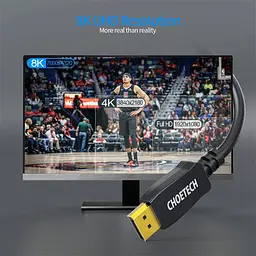 Кабель Choetech DisplayPort v1.4 XDD01BK 8K 60Hz 2 m - мініатюра 6