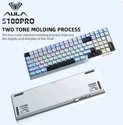 Механічна ігрова клавіатура Aula S-100 PRO Wireless White-Black ENG/UKR Red Switch Hot-Swap USB, 2.4G, Bluetooth - мініатюра 10