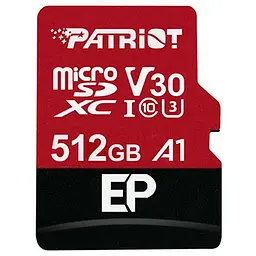 Карта пам'яті Patriot microSDXC (UHS-1 U3) EP Series 512Gb class 10 V30 (R-100MB/s, W-80MB/s) (adapter SD) (PEF512GEP31MCX)