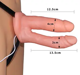 Страпон для подвійного проникнення - Vibrating Unisex Hollow Double Penetration 6" - мініатюра 2