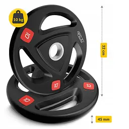 Диск олімпійський 4FIZJO 2 x 10 кг 51 мм металевий, прогумований Black (P-5905973401289) - мініатюра 6
