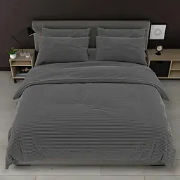 Постільна білизна LoveYouHome Смужка Бязь gold Двоспальна темно-сіра (7268)