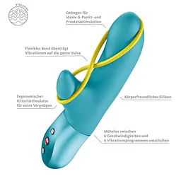 Мінівібратор-кролик зі стимулювальною стрічкою Fun Factory AMORINO Aquamarine, стрічка знімна - мініатюра 5