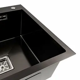 Кухонна мийка 78x50С R PVD чорна Platinum Handmade (поглиблена полиця, 3.0/1.0 мм), Чорний - мініатюра 4