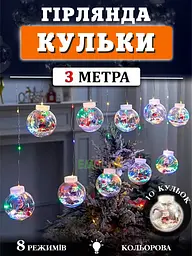 Xmas гірлянда мікс 4 види 200L M-1 Copper curtain ball lamp Мультикольорова 3M*1.5M (XPRO-7557_248) - мініатюра 3
