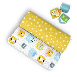 Пелюшки дитячі багаторазові Cosas Color Animals CS2 2 шт 80х100 см (Бязь_ЗвіріРамки_ЗорепадЖовтий) - мініатюра 3