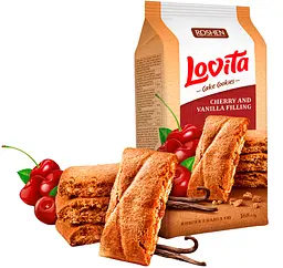 Печиво Roshen Lovita Cake Cookies з вишнево-ванільною начинкою 168 г (881136) - мініатюра 3