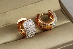 Сережки Xuping Jewelry широкі сіточка з родієм 1.6 см золотисті - мініатюра 2