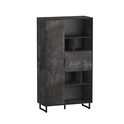Стелаж комбінований з полицями Moreli Forte F-0006 у стилі Loft 900х1634х400 мм Бетон Темний