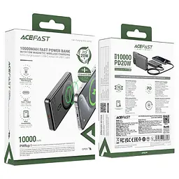 Зовнішній аккумулятор ACEFAST M12 PD20W ultra-thin magnetic wireless charging power bank 10000mAh, чорний - мініатюра 3
