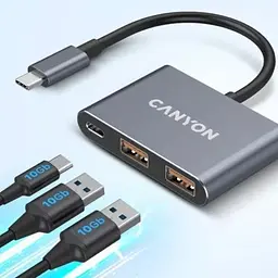 Концентратор Canyon hub DS-3 3in1 USB-C Dark Grey (CNS-TDS3) - мініатюра 6