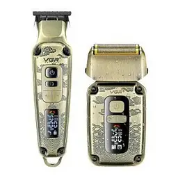 Чоловічий набір VGR V-641 IPX6 LCD машинка для стрижки + бритва шейвер + дорожня сумка (4 насадки) - мініатюра 2