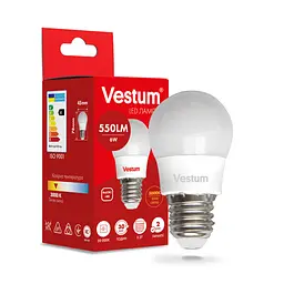 Світлодіодна лампа Vestum G45 6W 3000 K 220V E27 1-VS-1202 - мініатюра 3