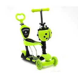 Самокат 5в1 Scooter 311B з батьківською ручкою салатовий (2000903507352)