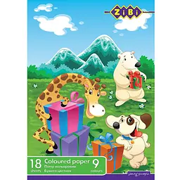 Кольоровий папір A4 18 аркушів 9 кольорів серія KIDS Line (ZB.1900)