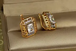 Сережки Xuping Jewelry світлиця з родієм 1,6 см золотисті - мініатюра 3