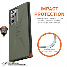 Оригінальний протиударний чохол UAG Civilian для Samsung Galaxy Note 20 Ultra (6.9") Olive Drab 21220D117272  - мініатюра 6