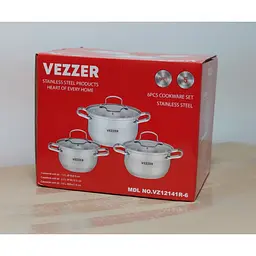 Набір каструль Vezzer з 5-шаровим дном та литими ручками 3 шт. (VZ12141R-6) - мініатюра 7