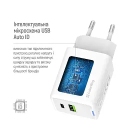 Зарядний пристрій ColorWay C101E GaN Mini 45W PD PPS USB-C + USB-A QC4.0 white (CW-CHS060PD-WT) - мініатюра 9