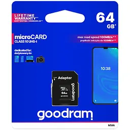 Memory card microSDXC 64Gb GoodRAM (class10) UHS I Retail + Adapter - мініатюра 3
