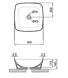 Раковина Qtap Kolibri 400х400х140 мм, White, квадратна, без донного клапана QT10116303W - мініатюра 5