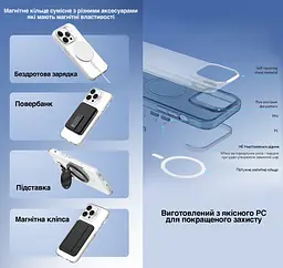 Захисний чохол Vokamo для iPhone 15 Pro Max з магнітним кільцем блакитний - мініатюра 3
