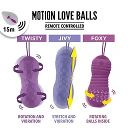 Вагінальні кульки з вібрацією FeelzToys Motion Love Balls Foxy, 8 см, фіолетовий - мініатюра 4