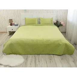 Покривало Руно двостороннє декоративне Velour Green banana зигзаг 220х240 см