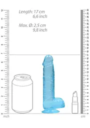 Фалоімітатор Realrock Dildo 6" блакитний з мошонкою - мініатюра 7