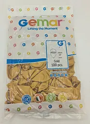 Латексна кулька, Gemar, металік, золотий, 10 дюйм (25 см), 100 штук, для свят і фотозон