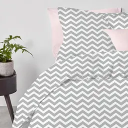 Комплект постільної білизни Cosas євро з простирадлом на резинці G&R ZIGZAG 200 x 220 см (ZigGrey_El-Rose_200) - мініатюра 2