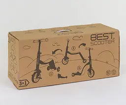 Самокат 3в1 JT 28288 Best Scooter, самокат-велобіг-велосипед, ЧЕРВОНИЙ, світло, мелодії, колеса PU, в коробці (6900066328282) - мініатюра 2