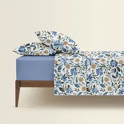 Комплект постільної білизни Cosas євро з простирадлом на резинці CALIFORNIA FLOWERS CS3 200 x 220 см (FlowersWashBlueWhite_El-117Cloud_200) - мініатюра 2