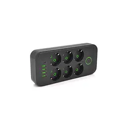 Мережевий фільтр живлення Voltronic F06U, 6 роз EU, 4 USB, чорний (F06U-Black) - мініатюра 2