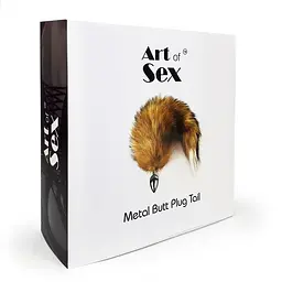 Металева анальна пробка з хвостом із натурального хутра Art of Sex size M Red fox - мініатюра 6