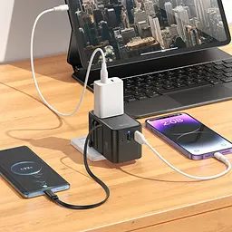 Мережевий зарядний пристрій Hoco AC18 2 USB/ Type-C PD 35W чорний - мініатюра 2