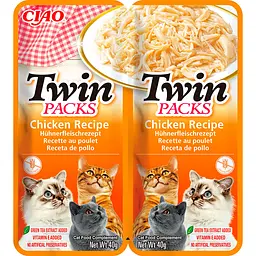 Вологий корм для котів пауч Inaba Twin Packs з куркою в бульйоні подвійний 40 г