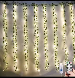 Гірлянда-штора з листям плюща SunLamp 3×2 м, 200 LED, USB, з пультом - мініатюра 2