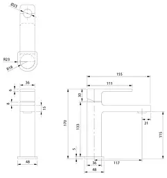 Змішувач для раковини Omnires Baretti black mat (BA7810BL) - мініатюра 4