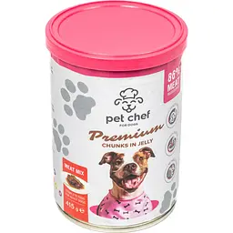 Вологий корм для дорослих собак Pet Chef Шматочки в желе М'ясний мікс 415 г - мініатюра 3