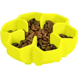 Миска собак та котів Waudog Silicone для повільного харчування 450 мл жовта - мініатюра 4