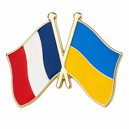 Подвійний значок-пін «Україна – Франція» 25 × 19 мм (00004)