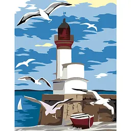 Картина за номерами Rosa Start Маяк та чайки 35x45 см