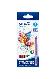 Фломастери 6 кол. KITE Creative з блискітками (K-1147) - мініатюра 1